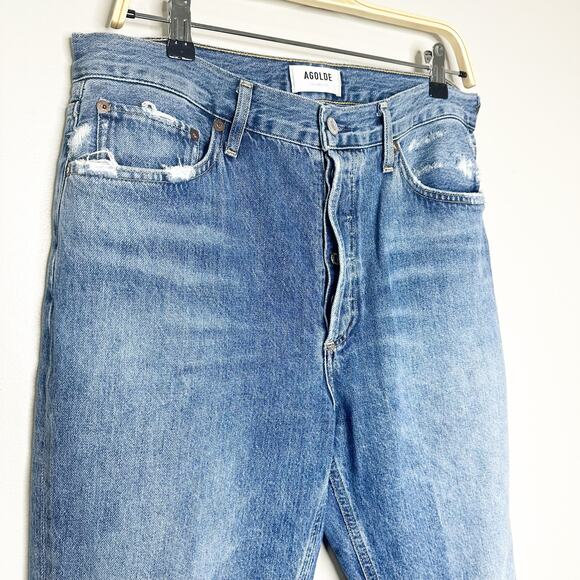 Agolde Womens Riley Jeans High Rise Straight Crop Leg Denim Frequency Size 30 - Picture 5 of 9